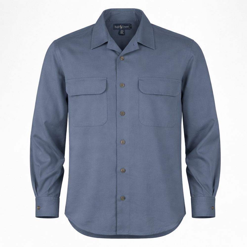 Ralph Lauren Loop Collar Wool Blend Blouse Women's Size 6 Blue Button Up